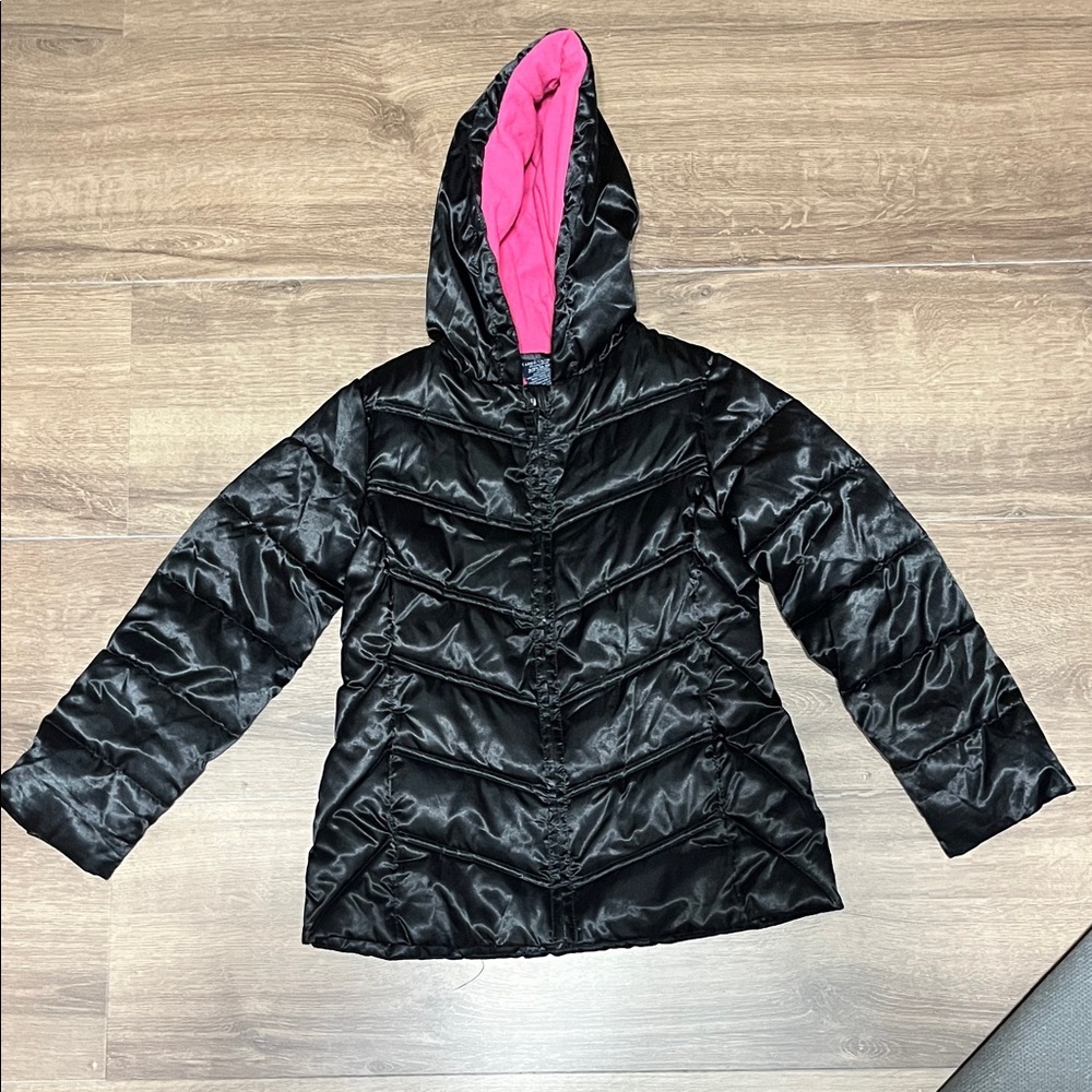 Faded Glory Black Puffer Jacket with Pink Hood